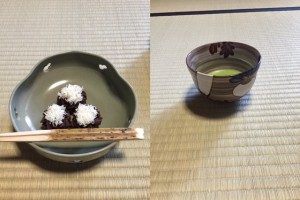 Japanese tea and sweets for tea ceremony