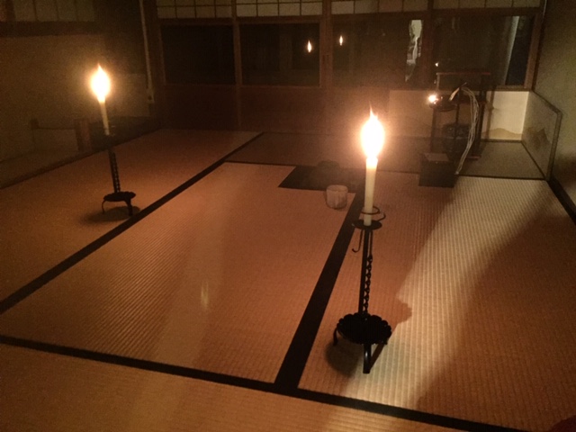 tea ceremony at night in Kyoto